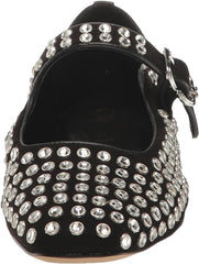 Sam Edelman Michaela Black Suede Gem Mary Jane Ankle Strap Square Toe Flats