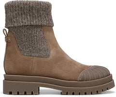 Sam Edelman Steele Sepia Taupe Rounded Toe Pull On Chunky Lug Sole Ankle Booties