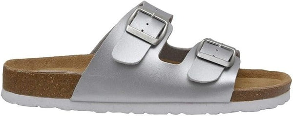 Cushionaire ladies slip on sandals adjustable buckles