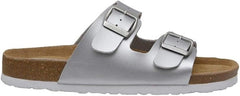 Cushionaire ladies slip on sandals adjustable buckles