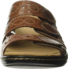 Clarks Leisa Cacti Brown Multi Casual Slip On Open Toe Flat Womens Slide Sandals