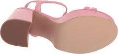 Steve Madden Tille Pink Ankle Strap Round Open Toe Retro Chunky Platform Sandals