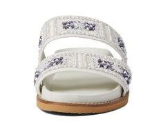 Sam Edelman Otto White Embezzled Slip On Double Strap Slides Flats Sandals