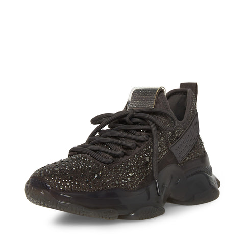 Steve Madden Maxima Charcoal Rhinestone Lace Up Chunky Heel Low Top Sneakers