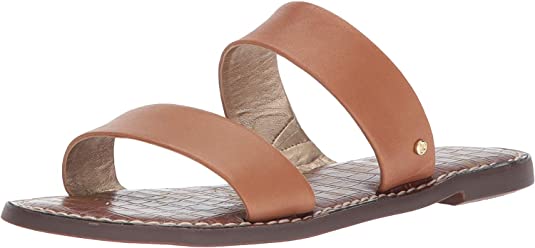 Sam Edelman Gala Slide Saddle Leather Open Toe Two Piece Flat Slip On Sandals