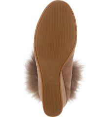 Cecelia New York Holly Wedge Bootie Chestnut Tan Suede Fur Lace Up Platform Boot