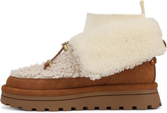 Sam Edelman Olin Natural/Harvest Brown Round Toe Fur Platform Pull On Ankle Boot