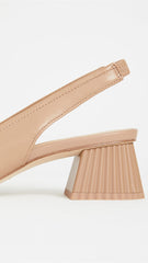 Sam Edelman Toren Maple Nude Leather Squared Toe Slip On Slingback Dress Pumps