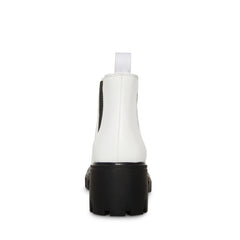 Steve Madden Howler White/Black Block Heel Pull On Platform Leather Ankle Boots