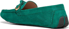 Cole Haan Evelyn Bow Driver Aventurine Suede Slip On Rounded Toe Flats Loafers