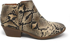 Soda Mug Python Snake Brown Low Cut Block Heel Ankle Booties (7)