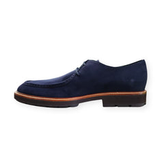 Tods Men's Navy Blue Suede Elegant Leather Lining Lace Up Low Heel Dress Shoes