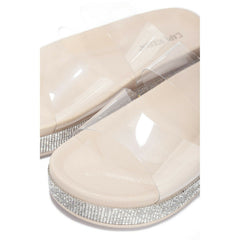 Cape Robbin Loving Clear Nude Transparent Platform Pool Slide Wedge Sandals
