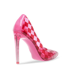 Steve Madden Atlanta Pink Multi Slip On Pointed Toe Checkered Detailed Pumps