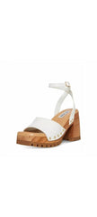 Steve Madden Ocala White Leather Ankle Strap Squared Open Toe Platform Sandals