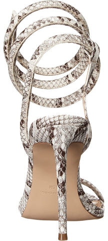 Steve Madden Bali Black/White Snake Stiletto Heel Ankle Strap Heeled Sandals