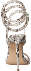 Steve Madden Bali Black/White Snake Stiletto Heel Ankle Strap Heeled Sandals