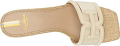 Sam Edelman Waylon Modern Ivory Slip On Squared Open Toe Low Block Heel Sandals