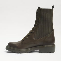 Sam Edelman Lydell Alpine Green Block Heel Round Toe Lace Up Combat Ankle Boots