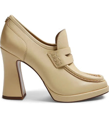 Sam Edelman Jeanette Eggshell Leather Slip On High Platform Penny Loafers Pump