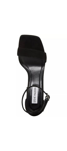 Steve Madden Tiaa Black Nubuck Fashion Two Piece Ankle Strap Dress Sandals