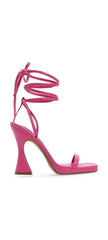 Steve Madden Lafayette Fuchsia Spool Heel Lace Up Open Squared Toe Tie Up Sandal