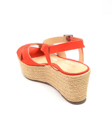 Schutz Devinelli Nice Orange Strappy Open Toe Espadrille Heeled Platform Sandals