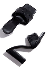Luxemoda Worth The Wait Open Square Toe Slip-ON Chunky Heeled Mule Pump Sandals
