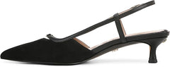 Sam Edelman Toni Black Suede Slingback Pointed Toe Kitten Heeled Fashion Pumps
