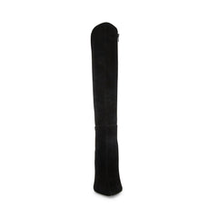 Steve Madden Izetta Black Suede Pull On Pointed Close Toe Knee High Dress Boot