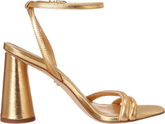 Sam Edelman Kia Dark Gold Block Heel Squared Open Toe Ankle Strap Heeled Sandals