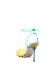 Jessica Simpson Pirrie Yellow Combo Clear Pointed Toe Ankle Strap High Pumps