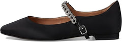 Cole Haan Bridge Mary Jane Black Satin Squared Toe Classic Flat Ballet Loafers