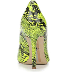 Sam Edelman Hazel Hot Yellow Snake Leather Stiletto Dress Pointy Toe Pump