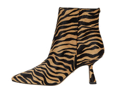 Sam Edelman Samantha Tiger Cow Leather Pointed Toe Side Zipper Kitten Heel Boots