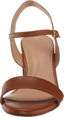 Cole Haan Josie British Tan Leather Ankle Strap Open Toe Block Heeled Sandals