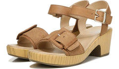 Dr. Scholl's Felicity Honey Ankle Strap Block Heel Open Toe Leather Clog Sandals