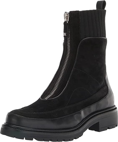 Sam Edelman Leone Black Chunky Block Heel Closed Toe Zipper Combat Ankle Boots