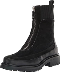 Sam Edelman Leone Black Chunky Block Heel Closed Toe Zipper Combat Ankle Boots