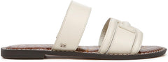 Sam Edelman Gabi Modern Ivory Double Strap Open Toe Slip On Flat Slides Sandals
