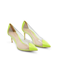 Schutz Garthy Slip-on Pointy Vinyl Pumps Clear Transparent Neon Yellow