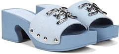 Sam Edelman Francina Pale Blue Platform Slip On Slide Block Heeled Mule Sandals