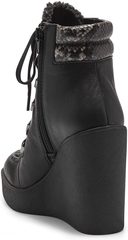 Jessica Simpson Maelyn Wedge Platform Almond-Toe Lace-up Ankle Boots Black Combo