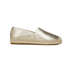 Sam Edelman Karlita Gold Slip On Rounded Cap Toe Leather Espadrilles Flats