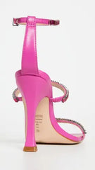Schutz Nellina Very Pink Ankle Strap Open Squared Toe Spool High Heel Sandals