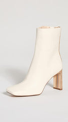 Sam Edelman Anika Black Squared Toe Block High Heel Leather Ankle Fashion Boots