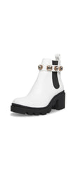 Steve Madden Amulet White Gold Stone Fashion Chelsea Platform Block Heel Boots