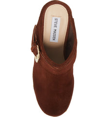 Steve Madden Hilde Studded Platform Slip On Mule Wood Clogs Brown Suede