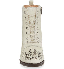 Lust For Life Portland Boot White Leather Lace Up Pointed Toe Combat Ankle Boots