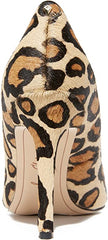 Sam Edelman Hazel New Nude Leopard Stiletto Heel Pointy Toe Slip On Wide Pumps